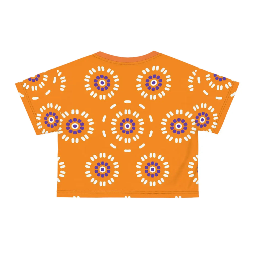 Floral Pattern Crop Tee - Orange AOP Design - DipaliZ