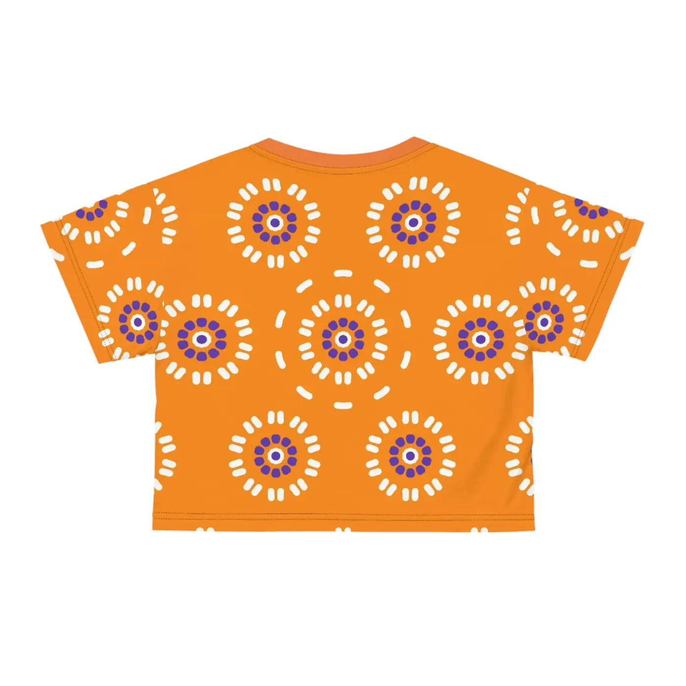 Floral Pattern Crop Tee - Orange AOP Design - DipaliZ