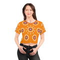 Floral Pattern Crop Tee - Orange AOP Design - DipaliZ