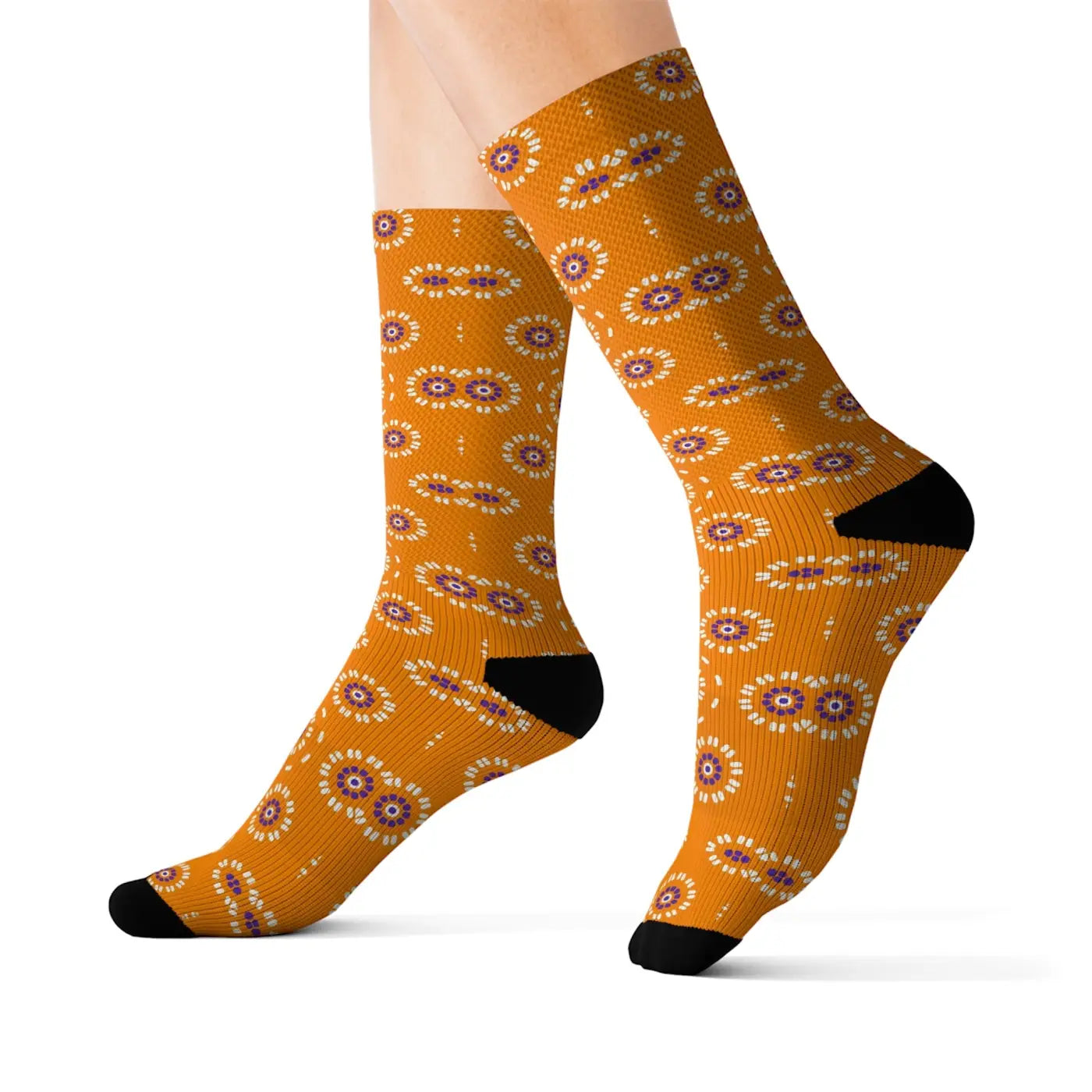 Vibrant Floral Pattern Sublimation Socks - Eco-Friendly Gifts - DipaliZ