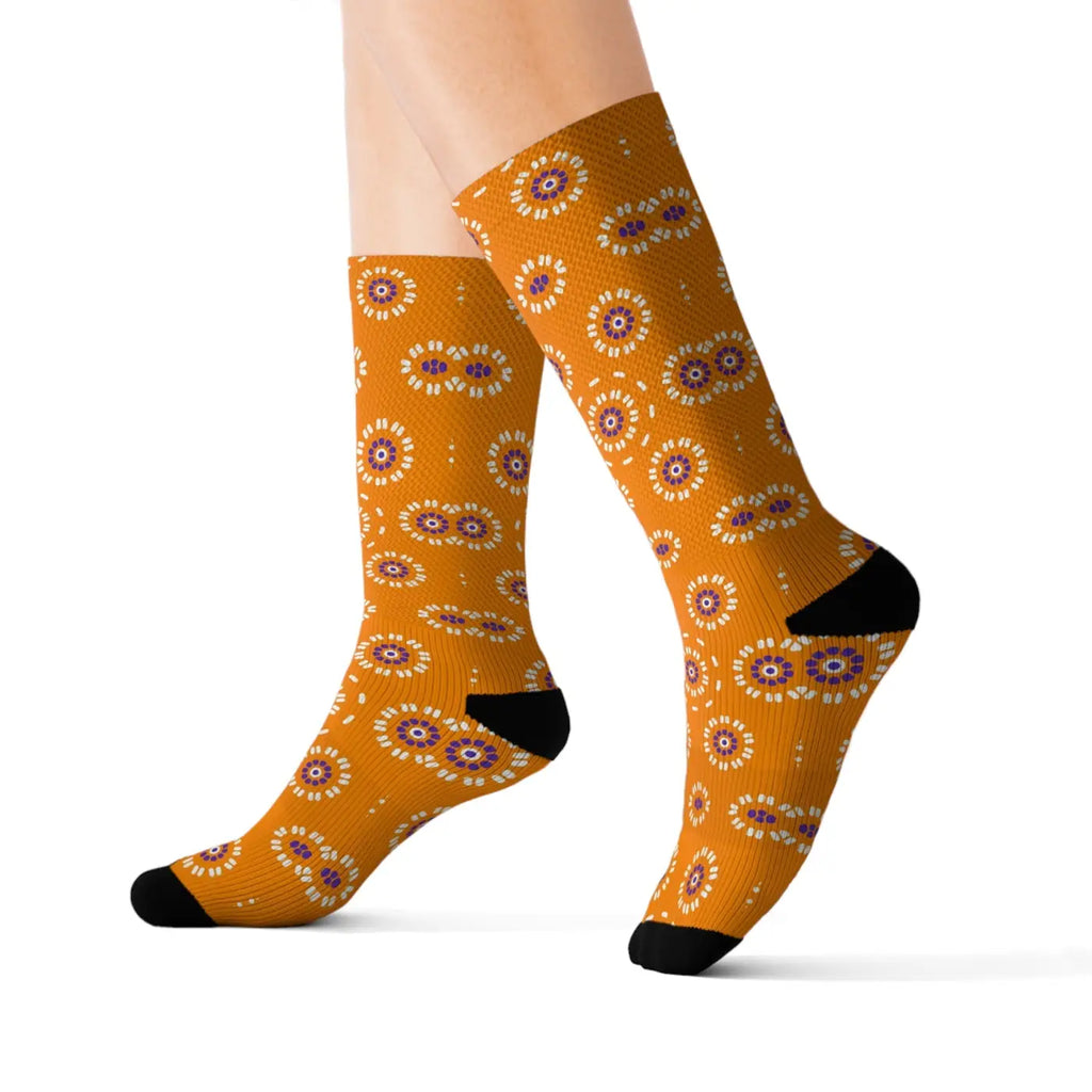 Vibrant Floral Pattern Sublimation Socks - Eco-Friendly Gifts - DipaliZ