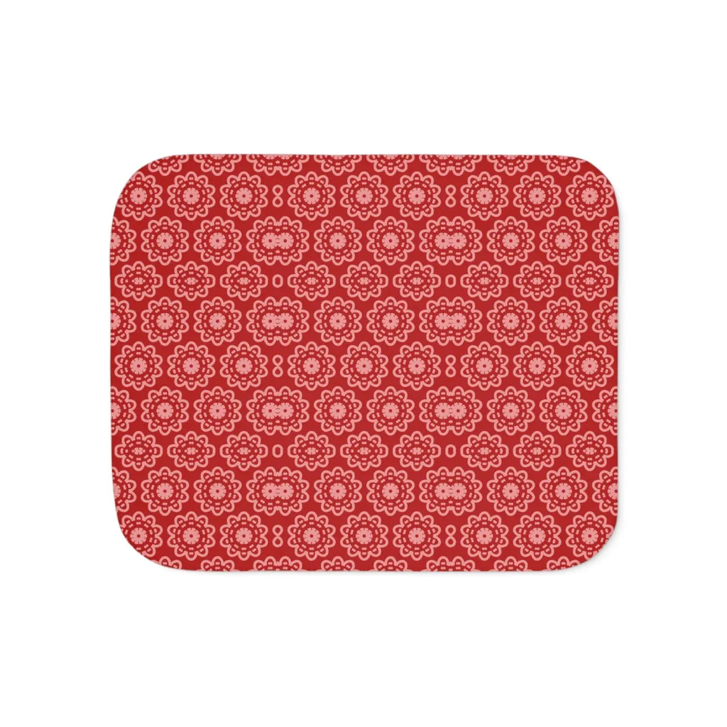 Sherpa Blanket - Pastel Red Floral Pattern - DipaliZ