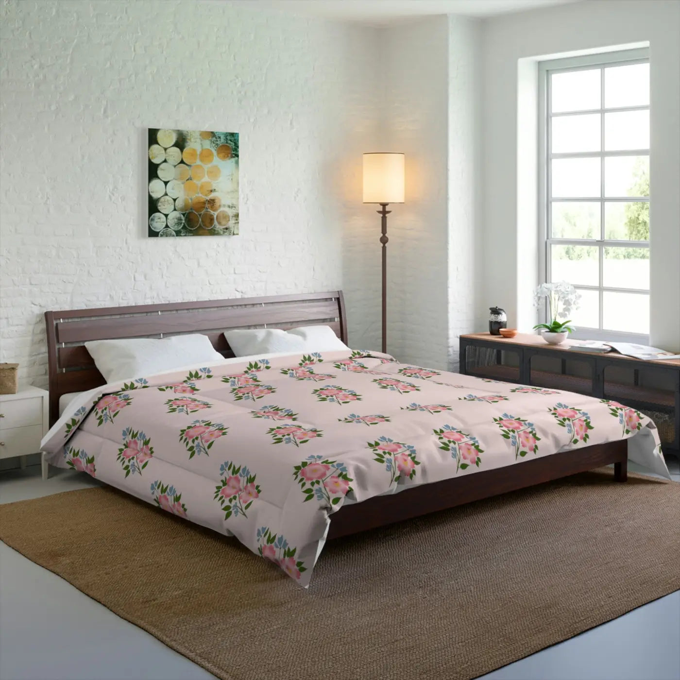 Floral Pattern Comforter - Luxe Bedding for Her - DipaliZ