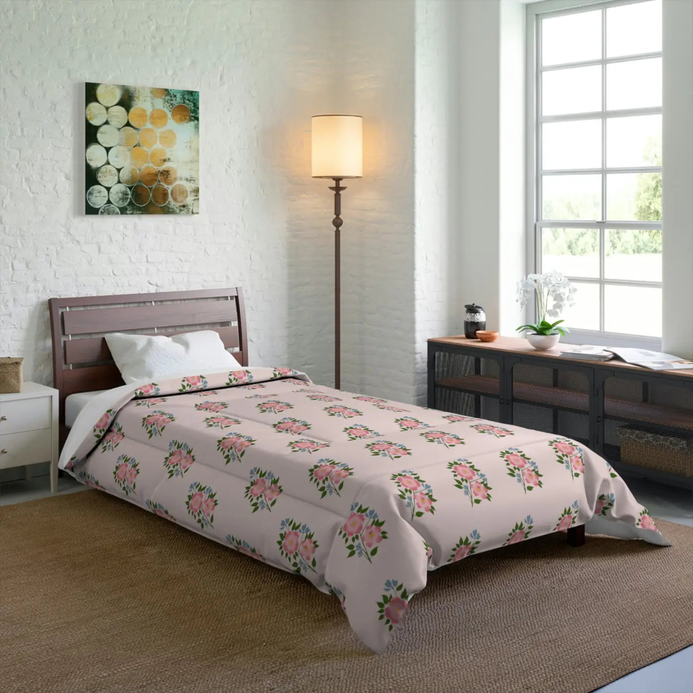 Floral Pattern Comforter - Luxe Bedding for Her - DipaliZ