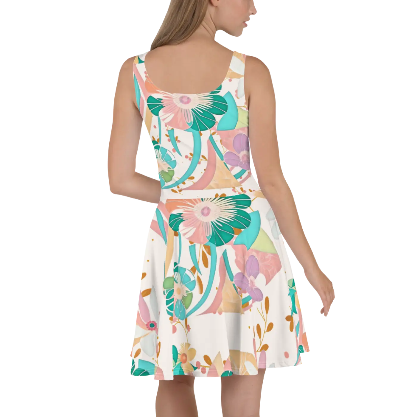 Floral Pattern Skater Dress - Vibrant Twirl Style - DipaliZ