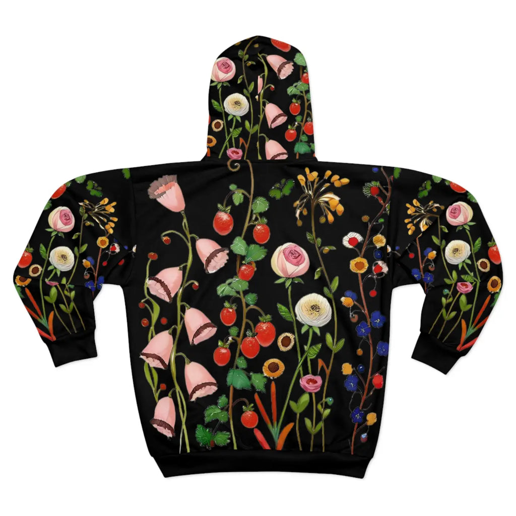 Floral Zip Hoodie - Vibrant Winter Statement Piece - DipaliZ