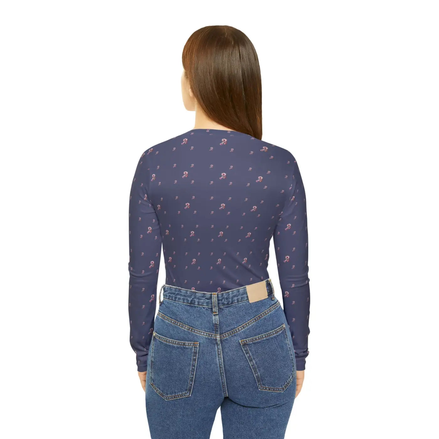 Long Sleeve Floral Pattern Women's V Neck Shirt - DipaliZ