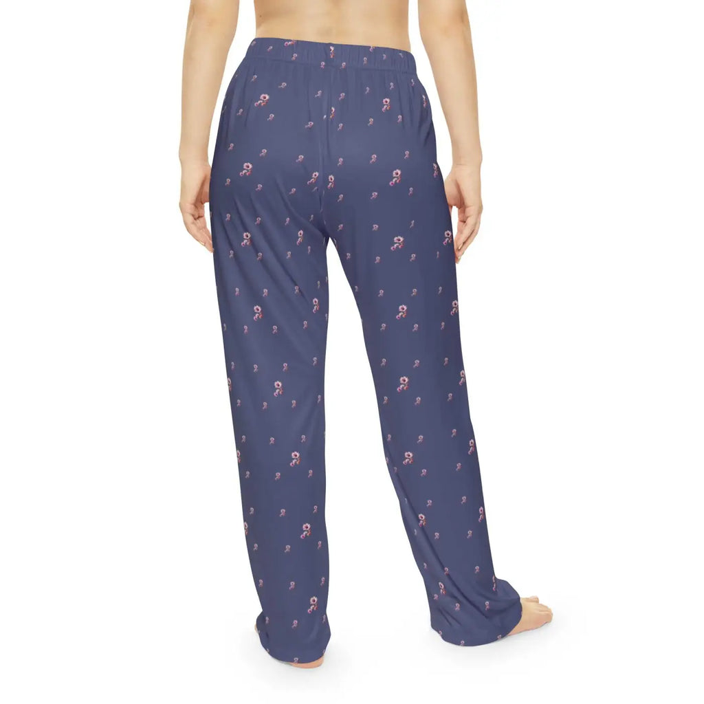 Floral Pattern Pajama Pants - Purple Loungewear - DipaliZ