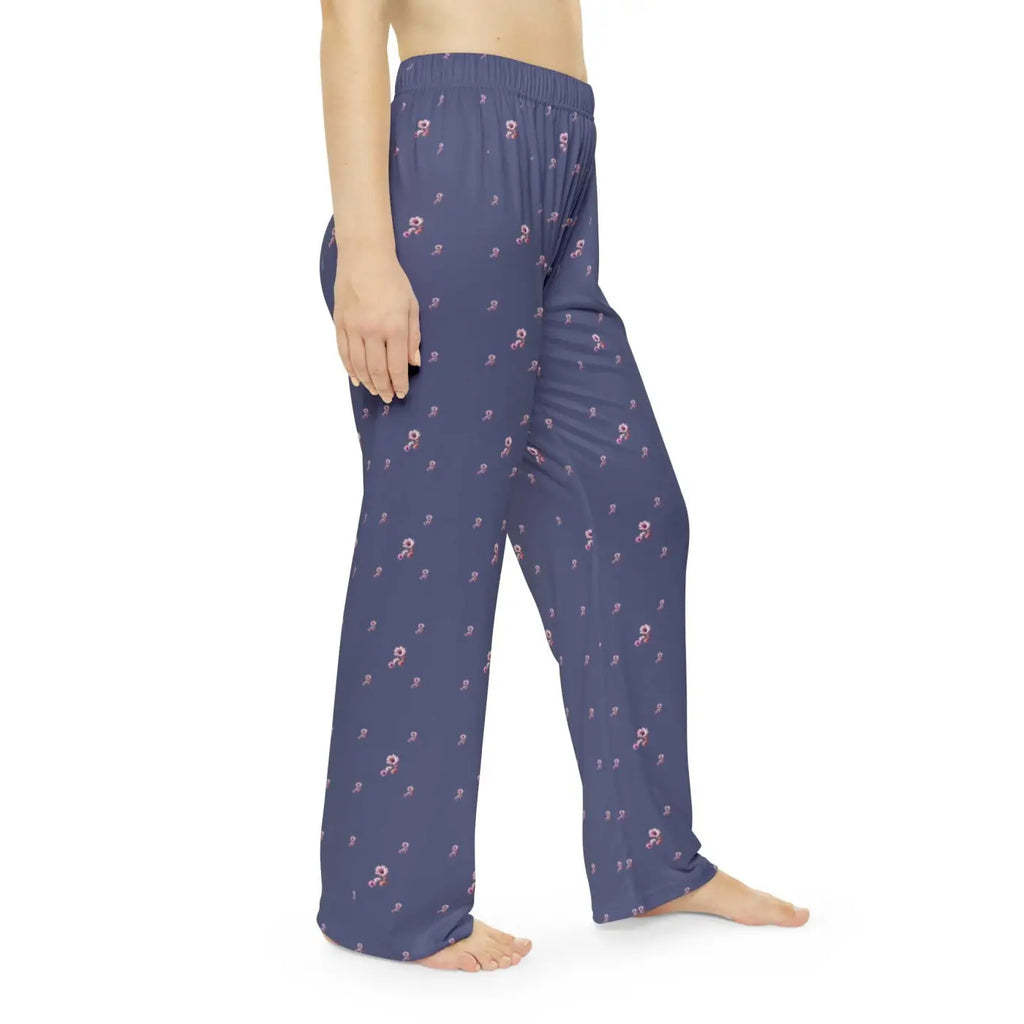 Floral Pattern Pajama Pants - Purple Loungewear - DipaliZ