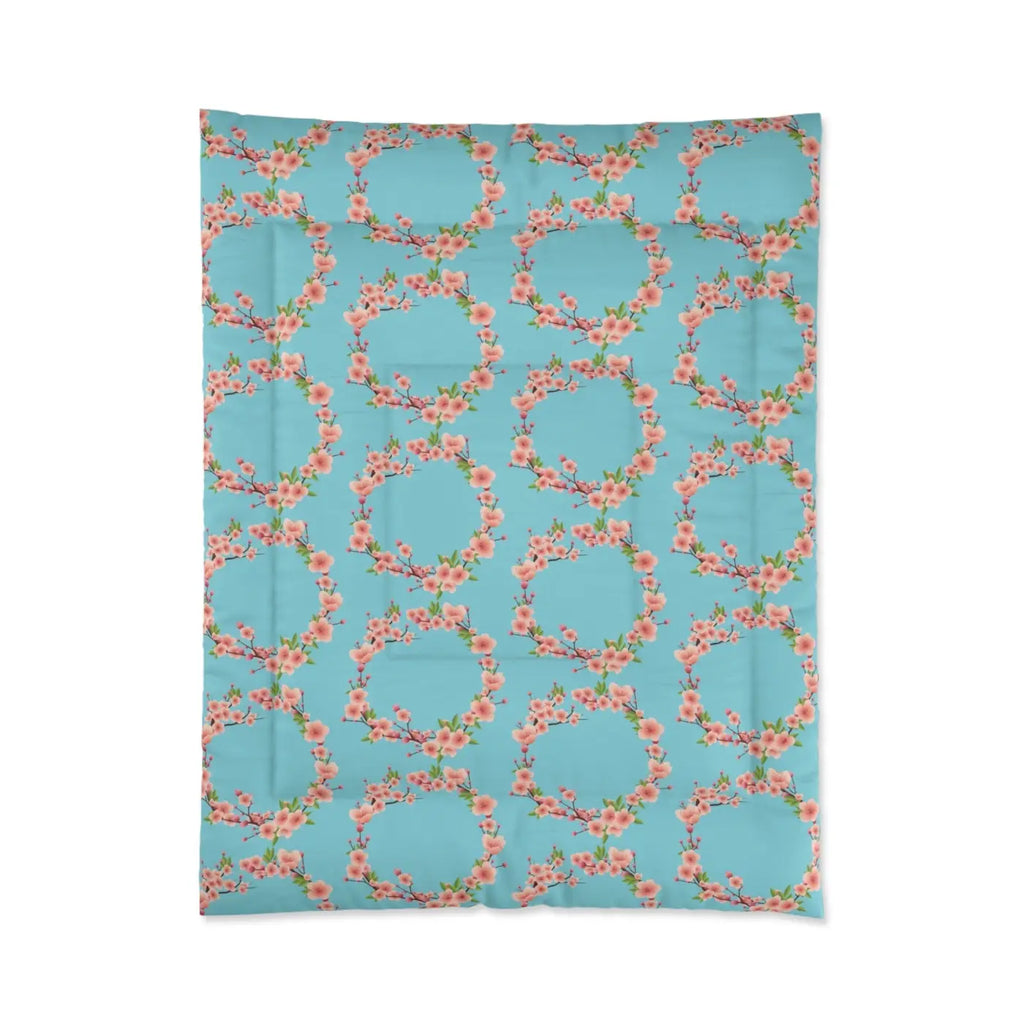 Floral Teal Comforter - Polyester Bedding Collection - DipaliZ