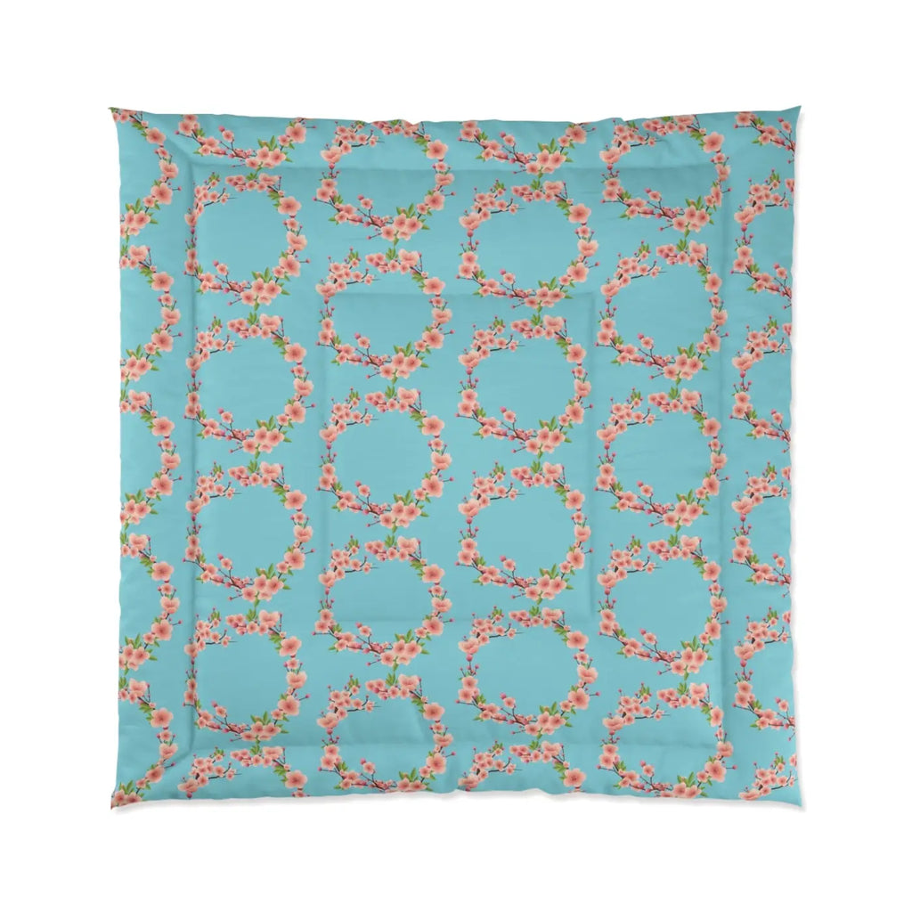 Floral Teal Comforter - Polyester Bedding Collection - DipaliZ