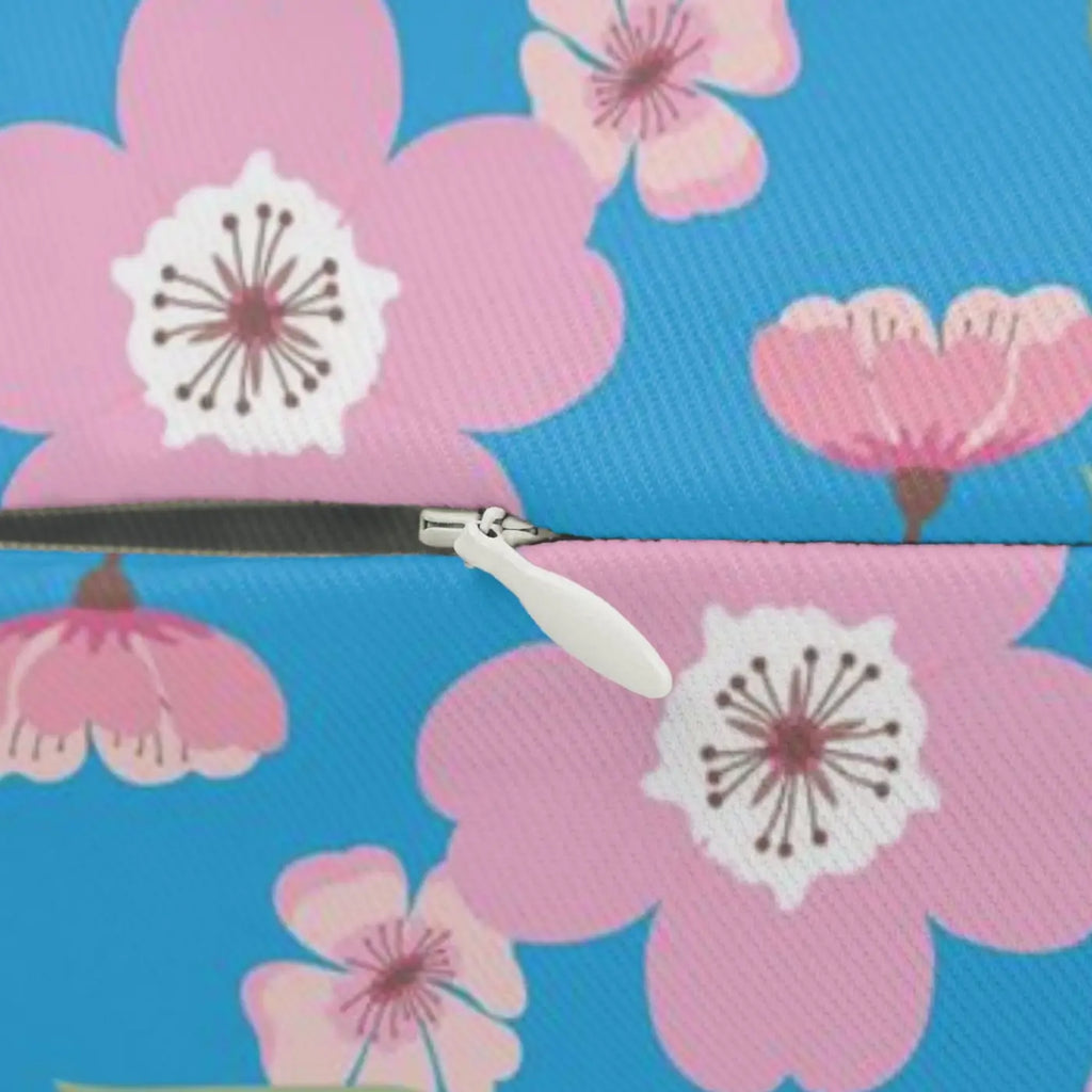 Floral Print on Blue Lumbar Pillow - Spun Polyester - DipaliZ