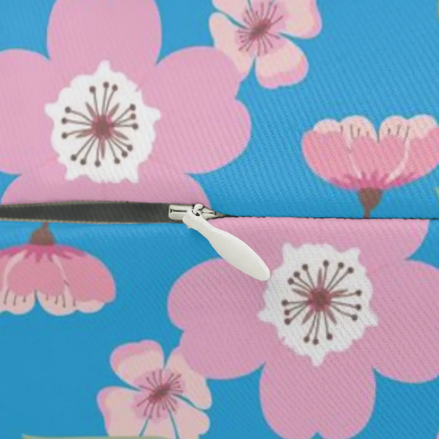 Floral Print on Blue Lumbar Pillow - Spun Polyester - DipaliZ