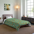 Green Comforter - Bold Floral Print Polyester - DipaliZ
