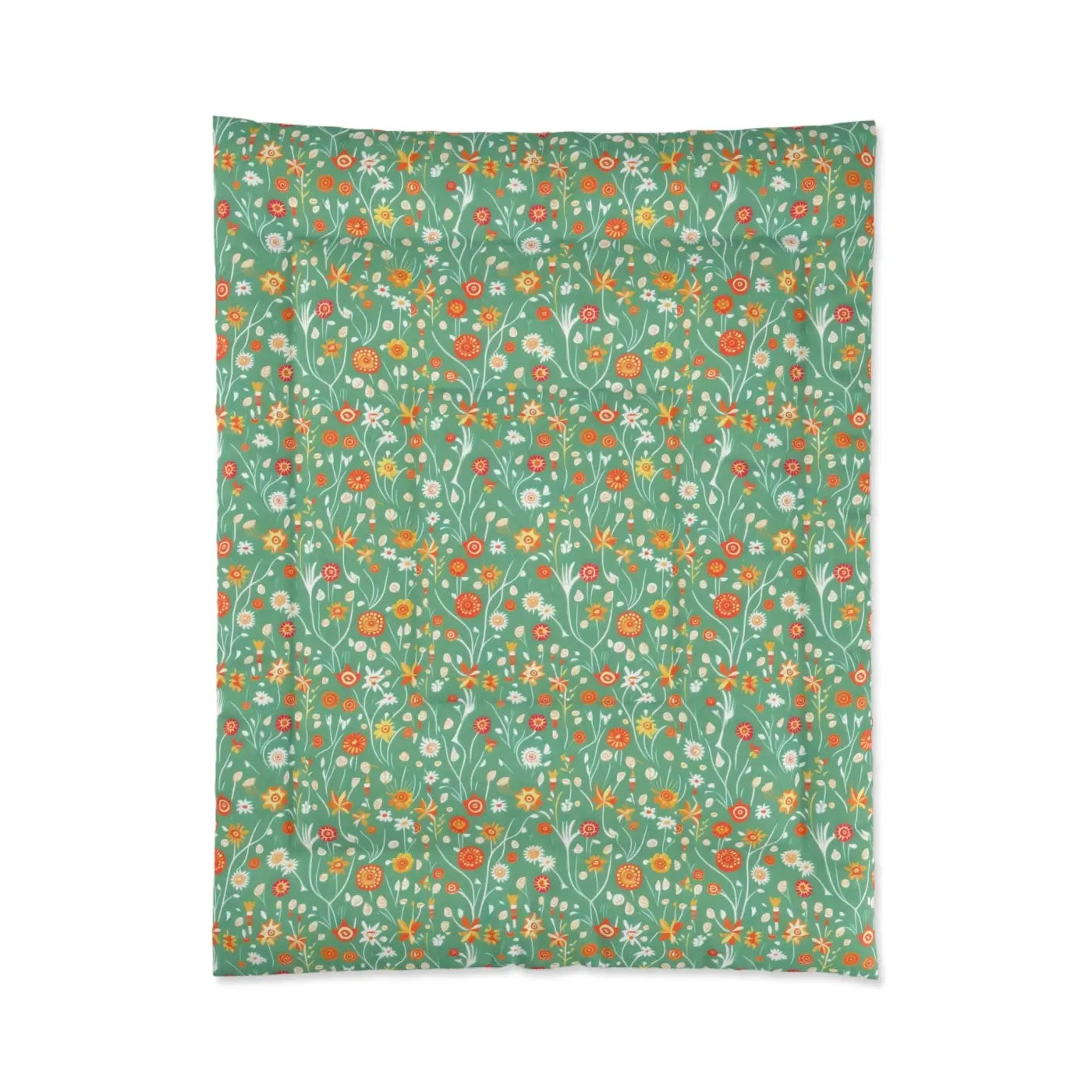 Green Comforter - Bold Floral Print Polyester - DipaliZ