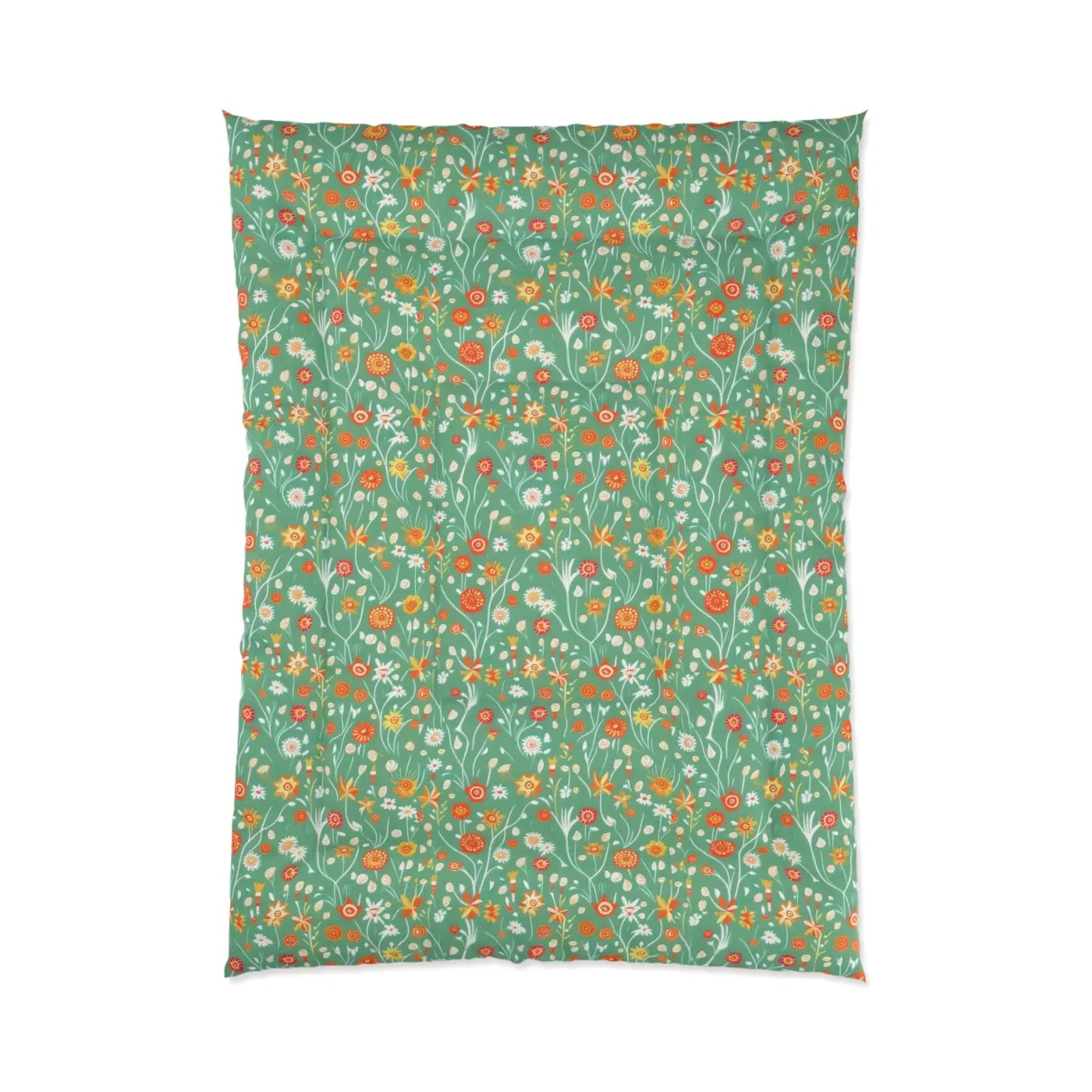 Green Comforter - Bold Floral Print Polyester - DipaliZ
