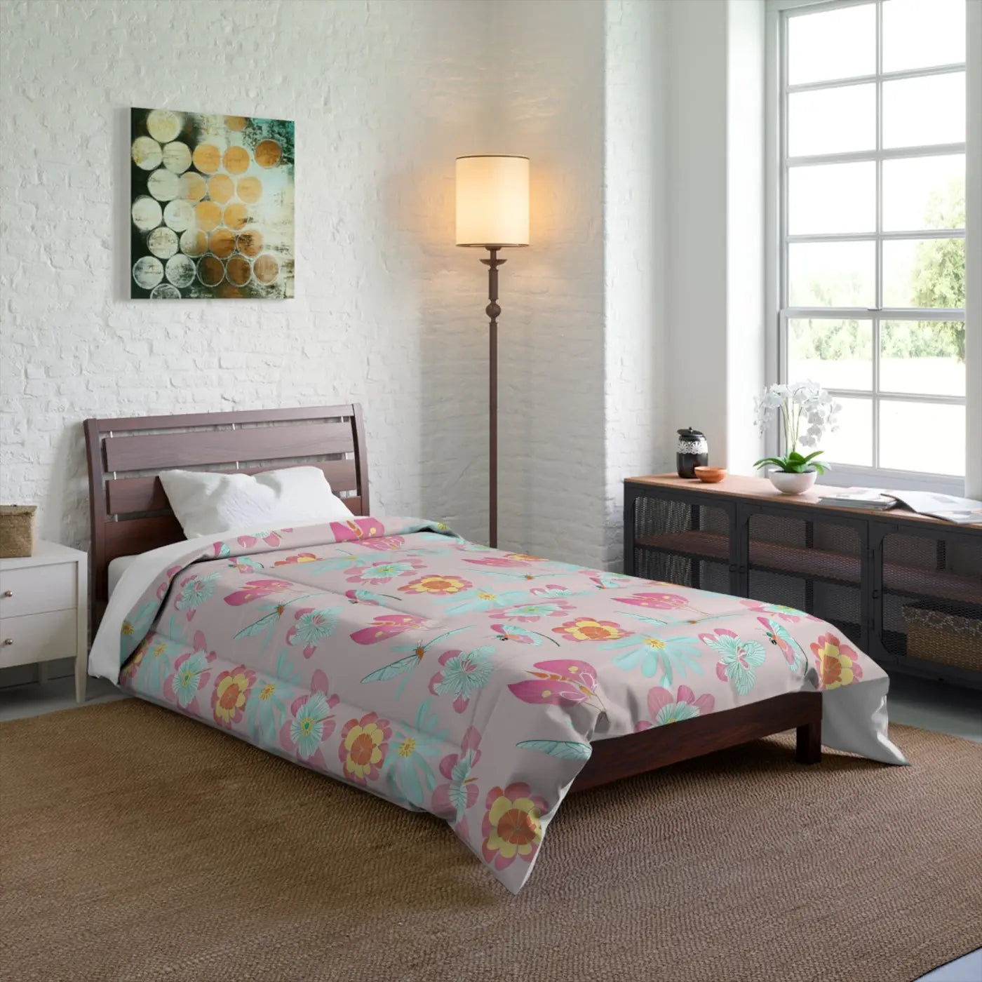 Floral Print Comforter - Cozy Bedding for Her - DipaliZ