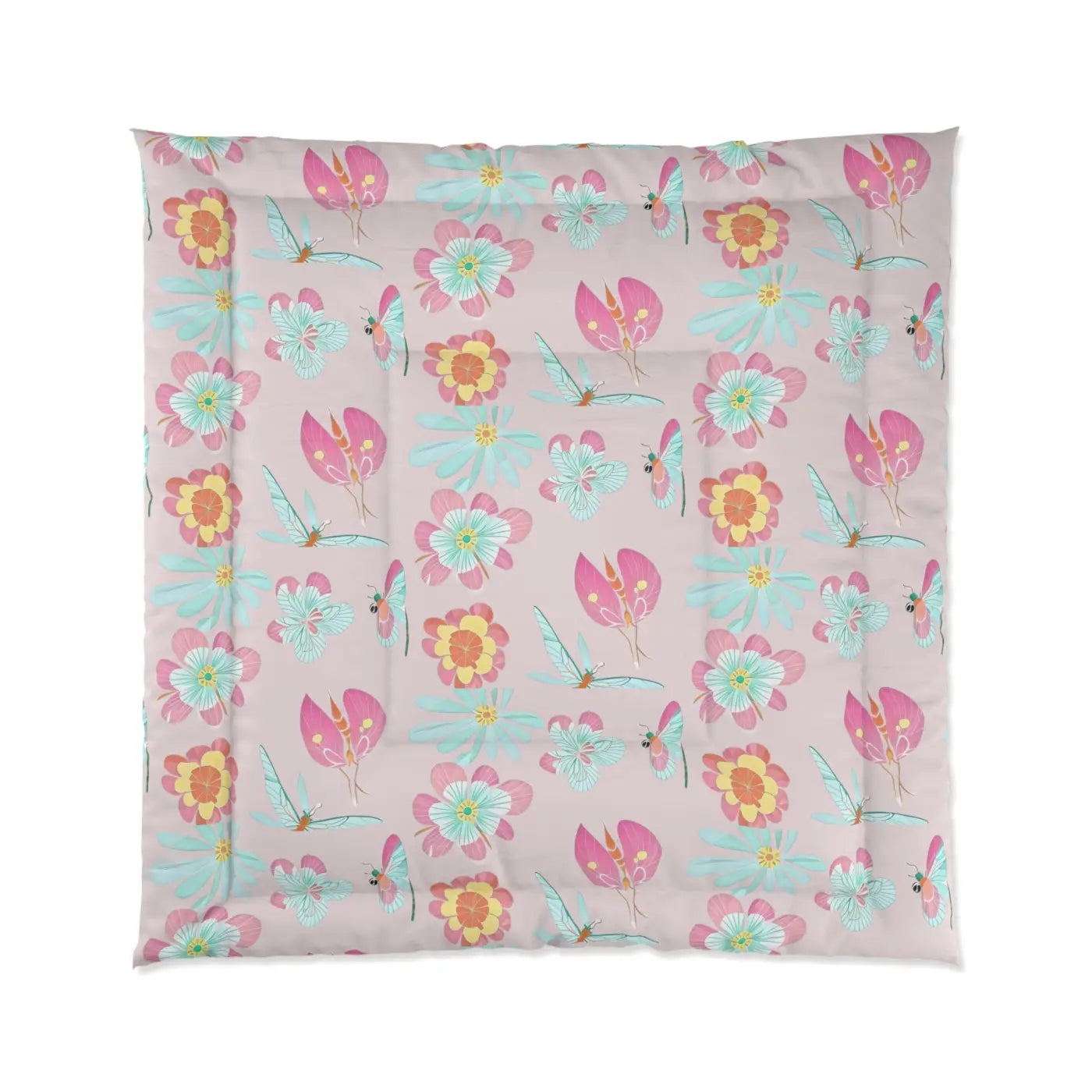 Floral Print Comforter - Cozy Bedding for Her - DipaliZ