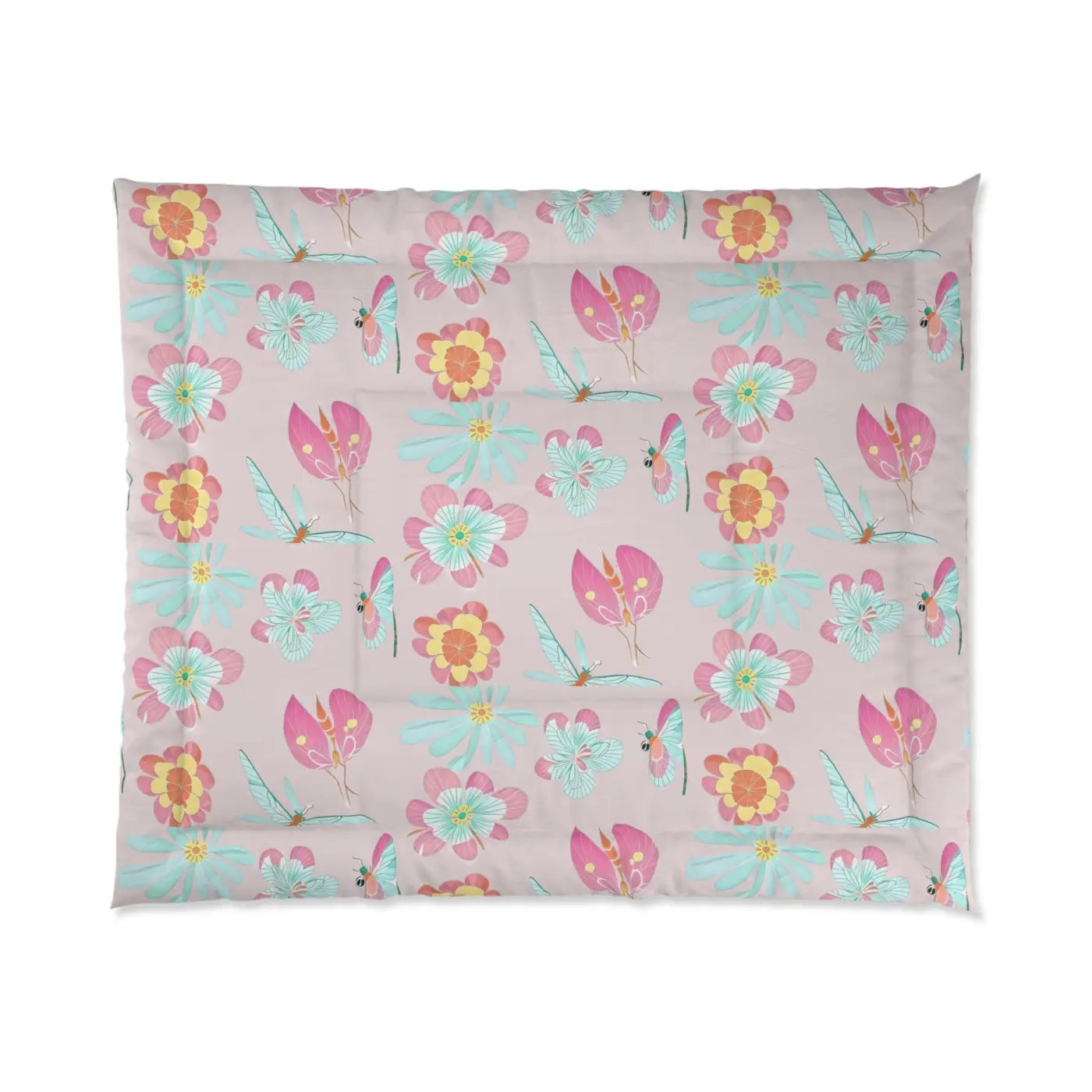 Floral Print Comforter - Cozy Bedding for Her - DipaliZ