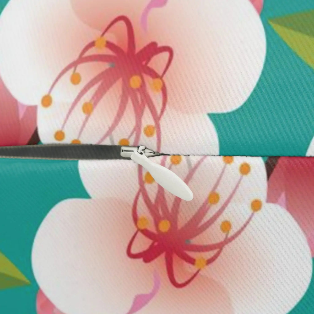 Cherry Blossom Spun Polyester Lumbar Pillow - Green Floral - DipaliZ