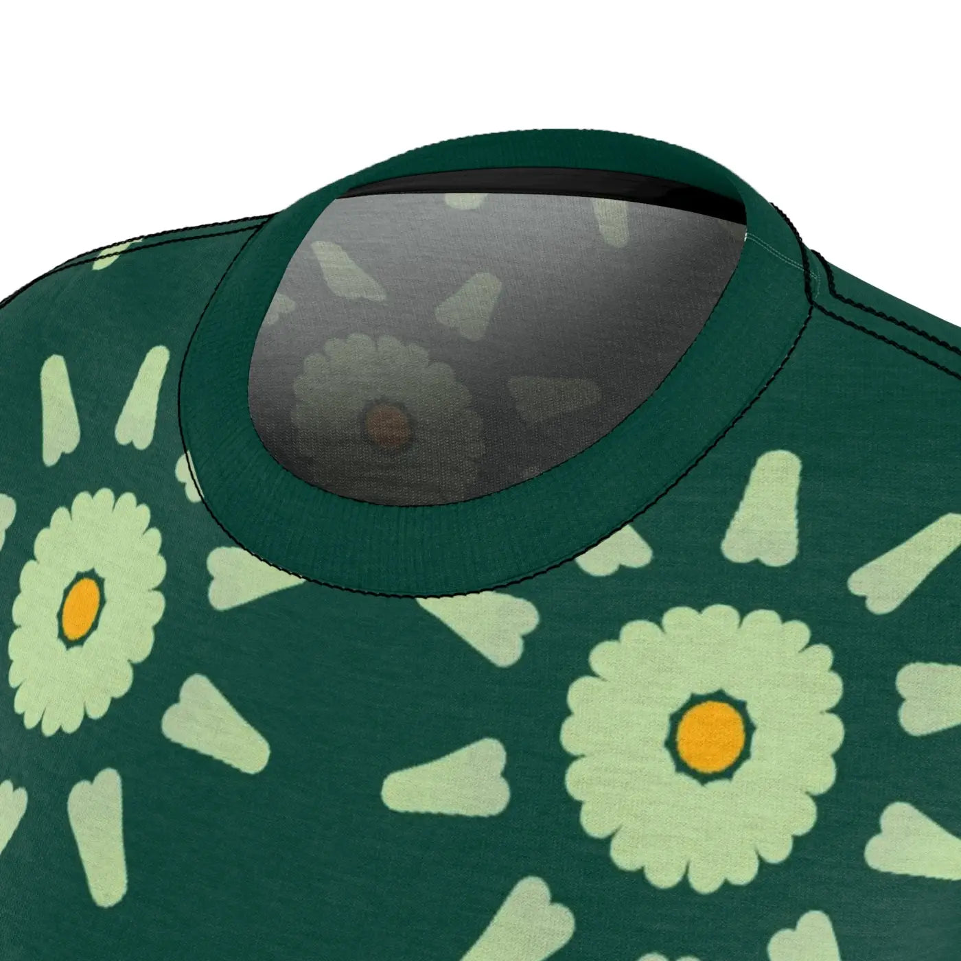 Green Floral Print Women's Tee - Cut and Sew Design - DipaliZ