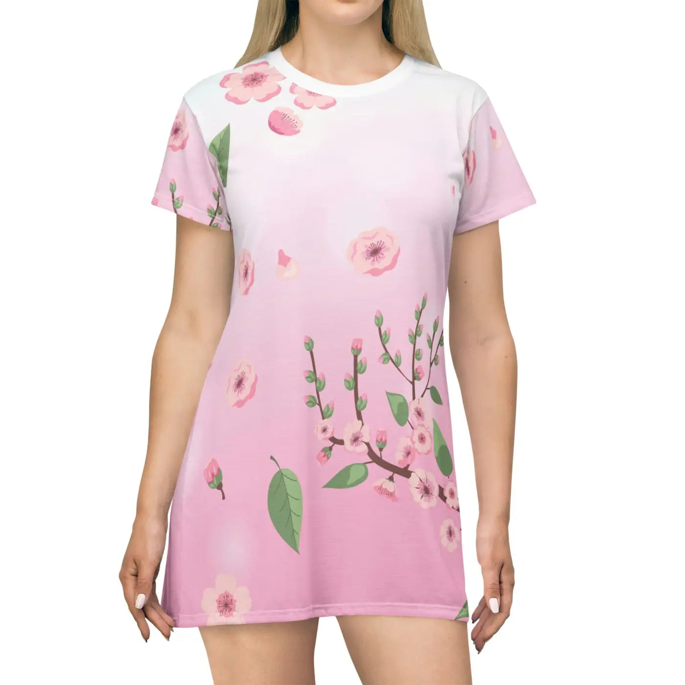 Floral Print Shirt Dress - Pink Botanical Design - DipaliZ