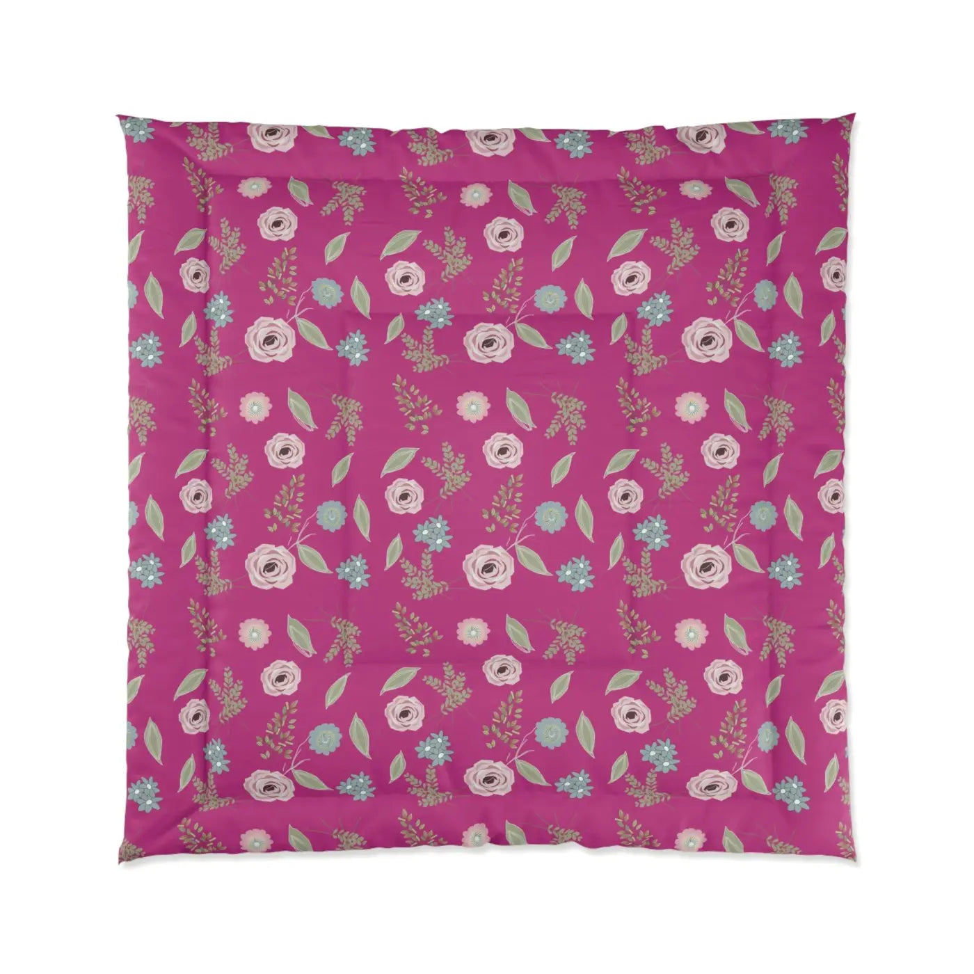 Pink Comforter - Floral Print Bedding Design - DipaliZ