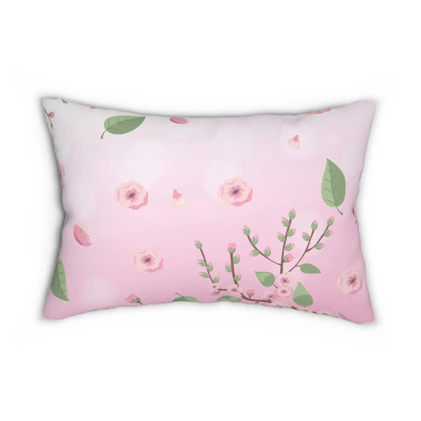 Pink Cherry Blossoms Spun Polyester Lumbar Pillow - Floral - DipaliZ
