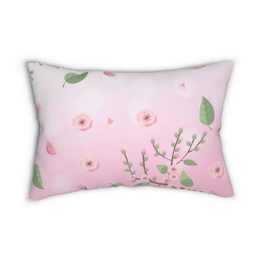 Pink Cherry Blossoms Spun Polyester Lumbar Pillow - Floral - DipaliZ
