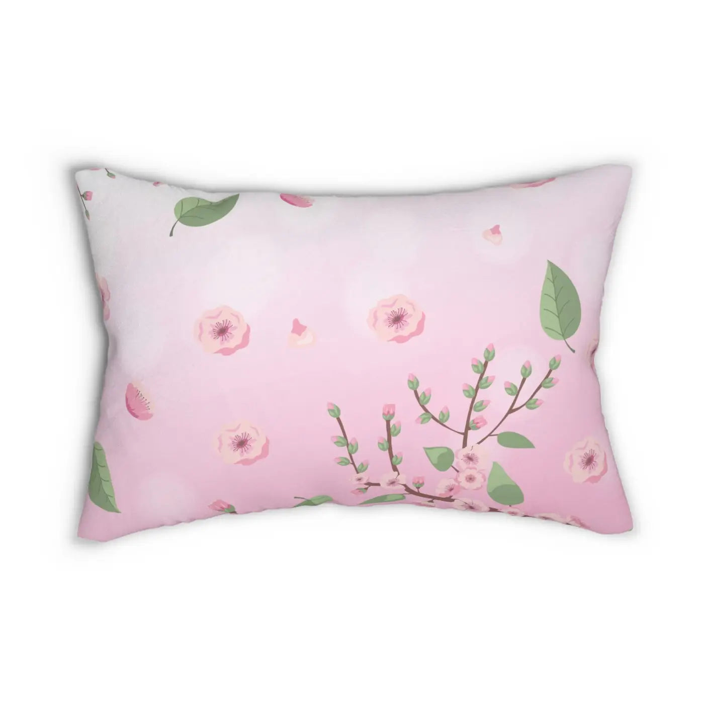 Pink Cherry Blossoms Spun Polyester Lumbar Pillow - Floral - DipaliZ
