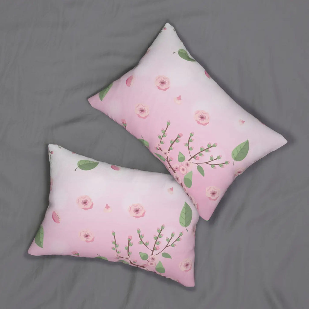 Pink Cherry Blossoms Spun Polyester Lumbar Pillow - Floral - DipaliZ