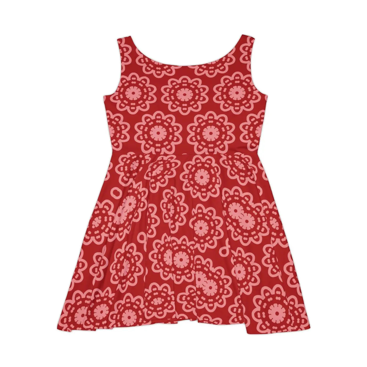 Red Floral Women's Skater Dress - Comfortable Fit - DipaliZ