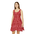 Red Floral Women's Skater Dress - Comfortable Fit - DipaliZ