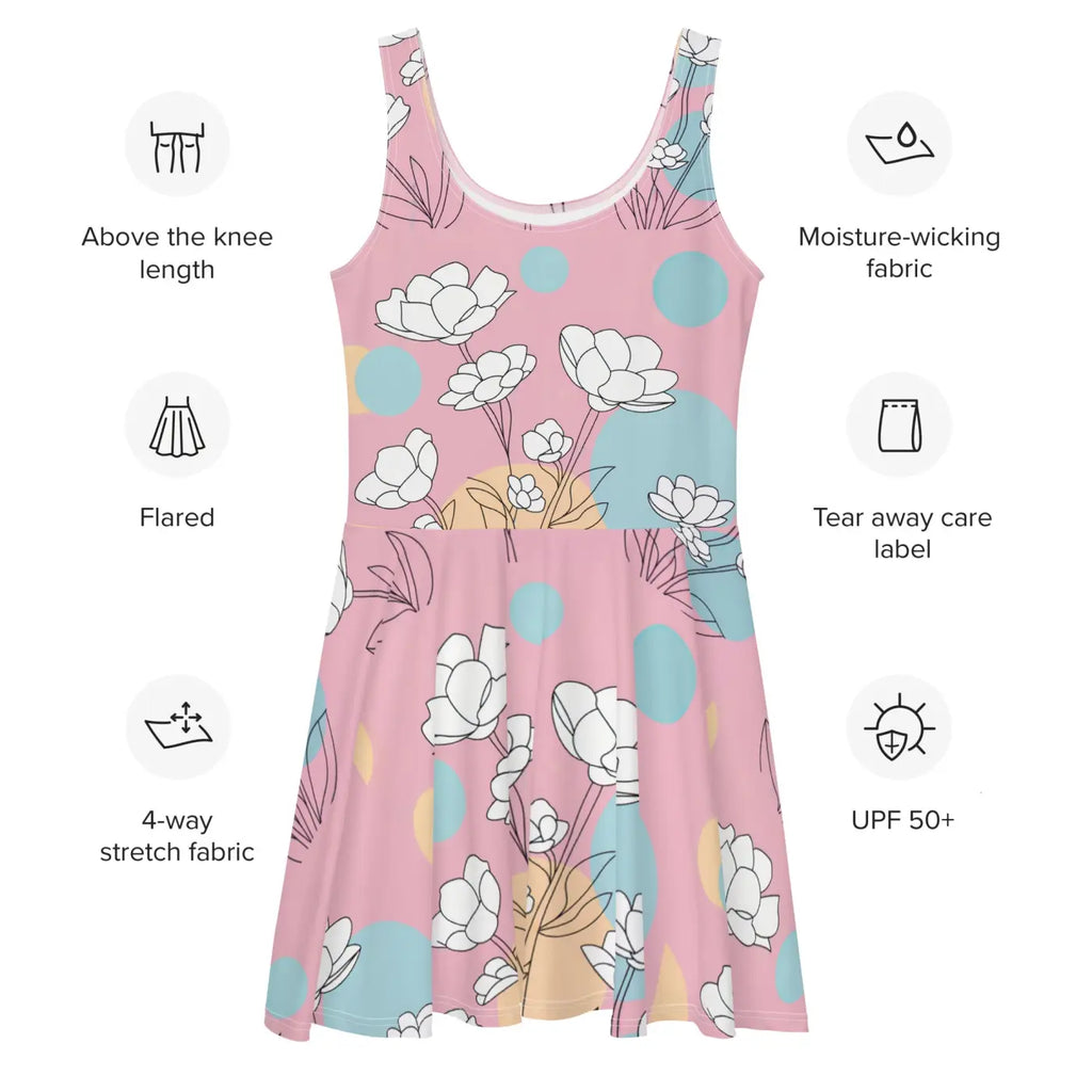 Floral Skater Dress - Pastel Flowers Spring Style - DipaliZ