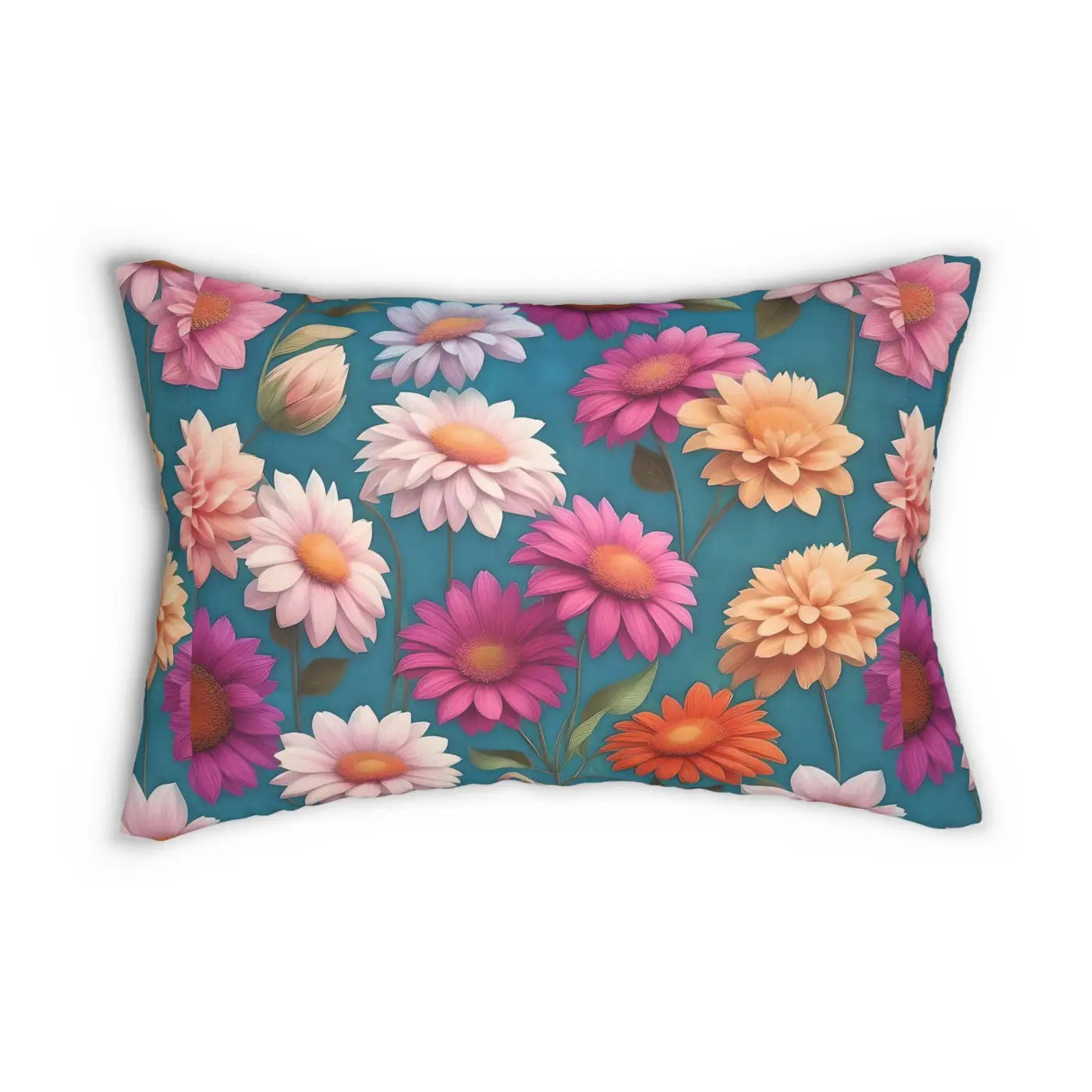 Floral Spun Polyester Lumbar Pillow - Stuffing Included - DipaliZ