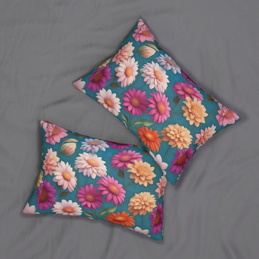 Floral Spun Polyester Lumbar Pillow - Stuffing Included - DipaliZ