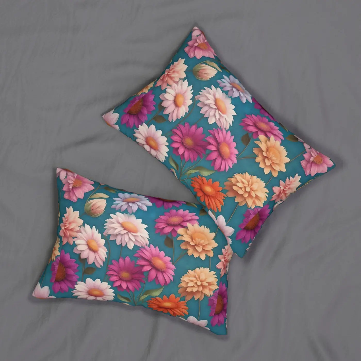 Floral Spun Polyester Lumbar Pillow - Stuffing Included - DipaliZ
