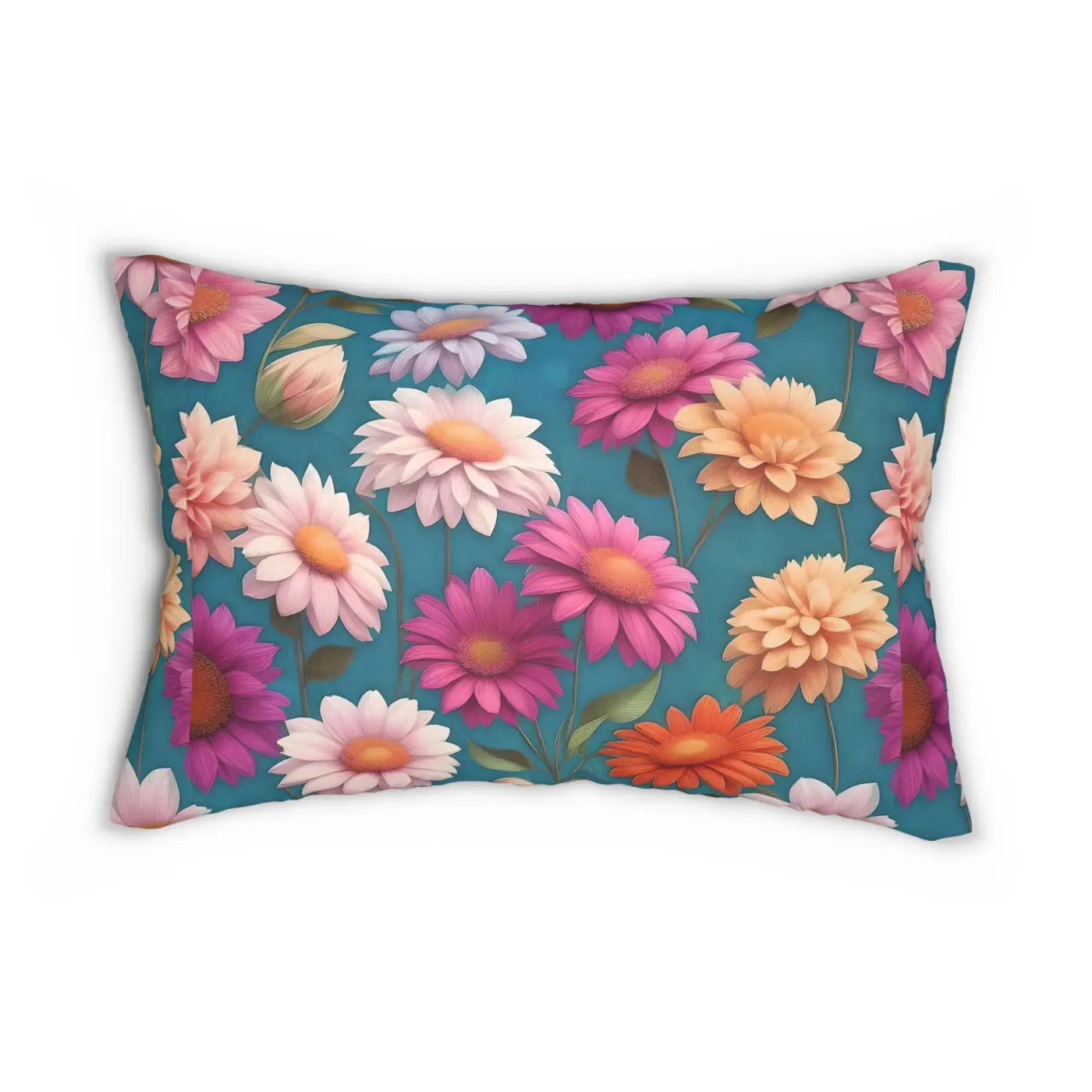 Floral Spun Polyester Lumbar Pillow - Stuffing Included - DipaliZ