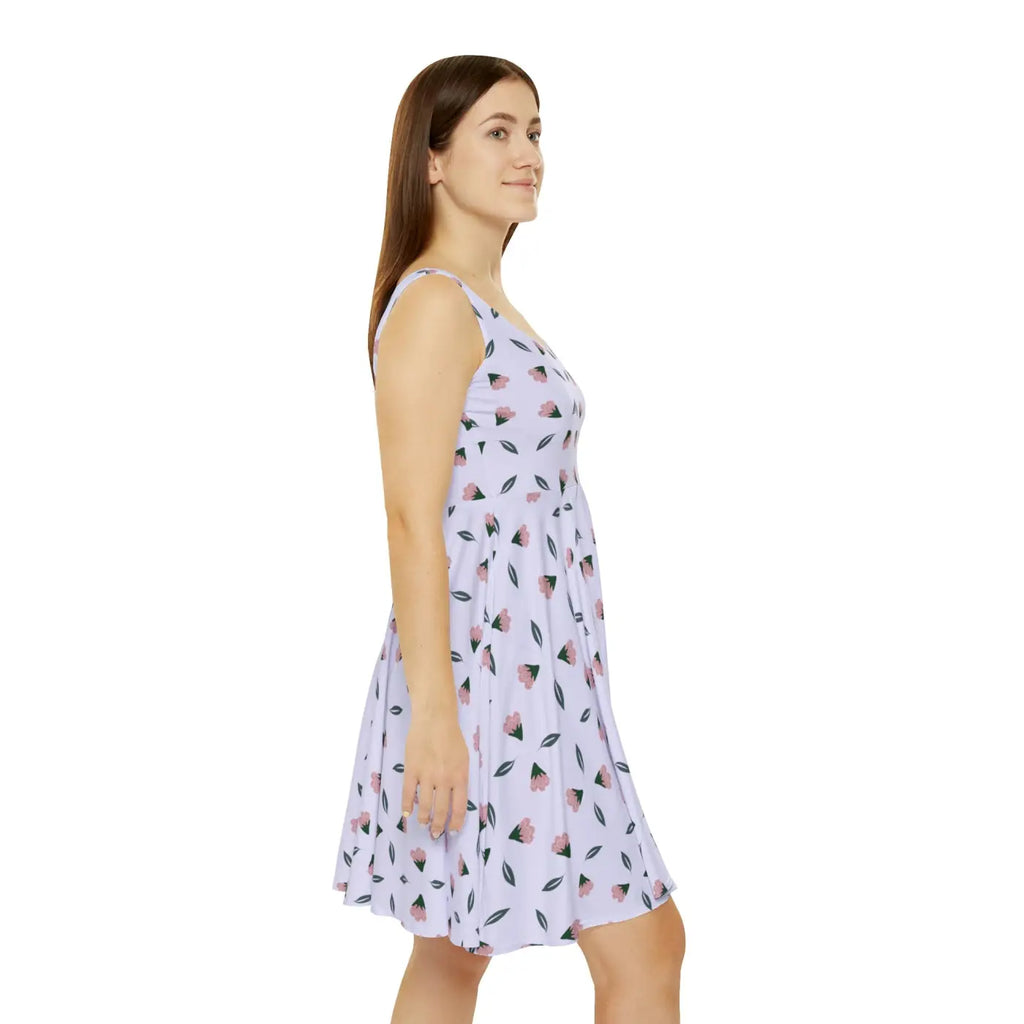 Floral Purple Women's Skater Dress - Polyester Spandex - DipaliZ
