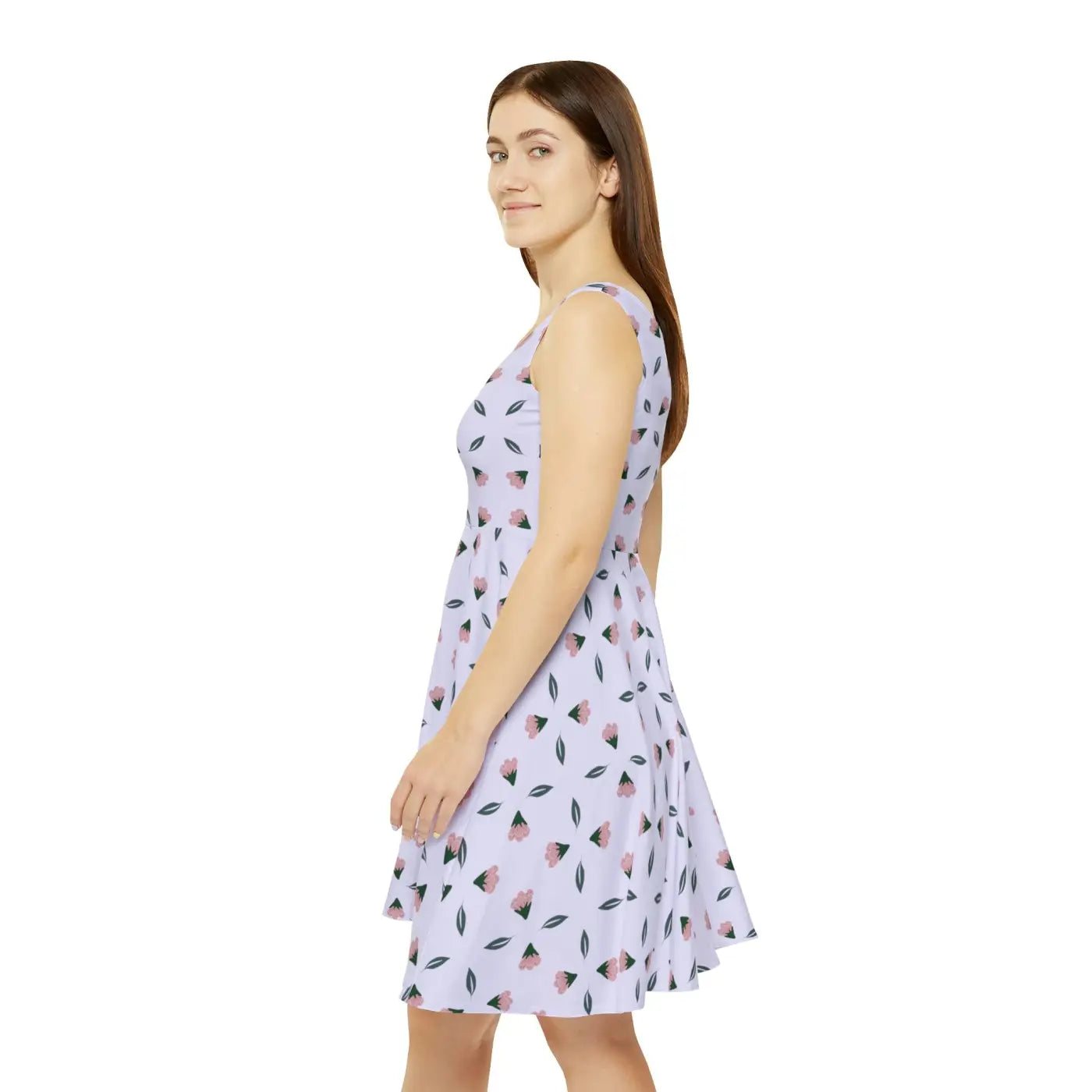 Floral Purple Women's Skater Dress - Polyester Spandex - DipaliZ