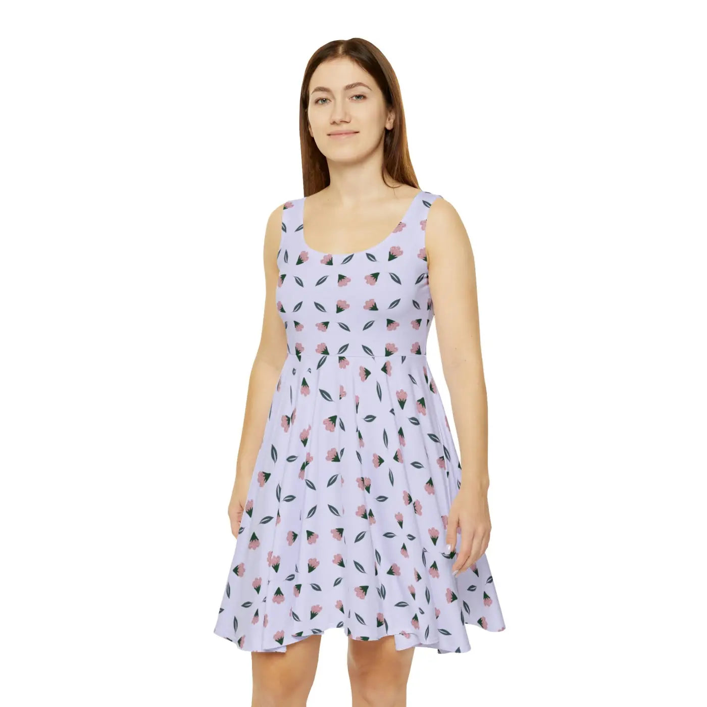 Floral Purple Women's Skater Dress - Polyester Spandex - DipaliZ