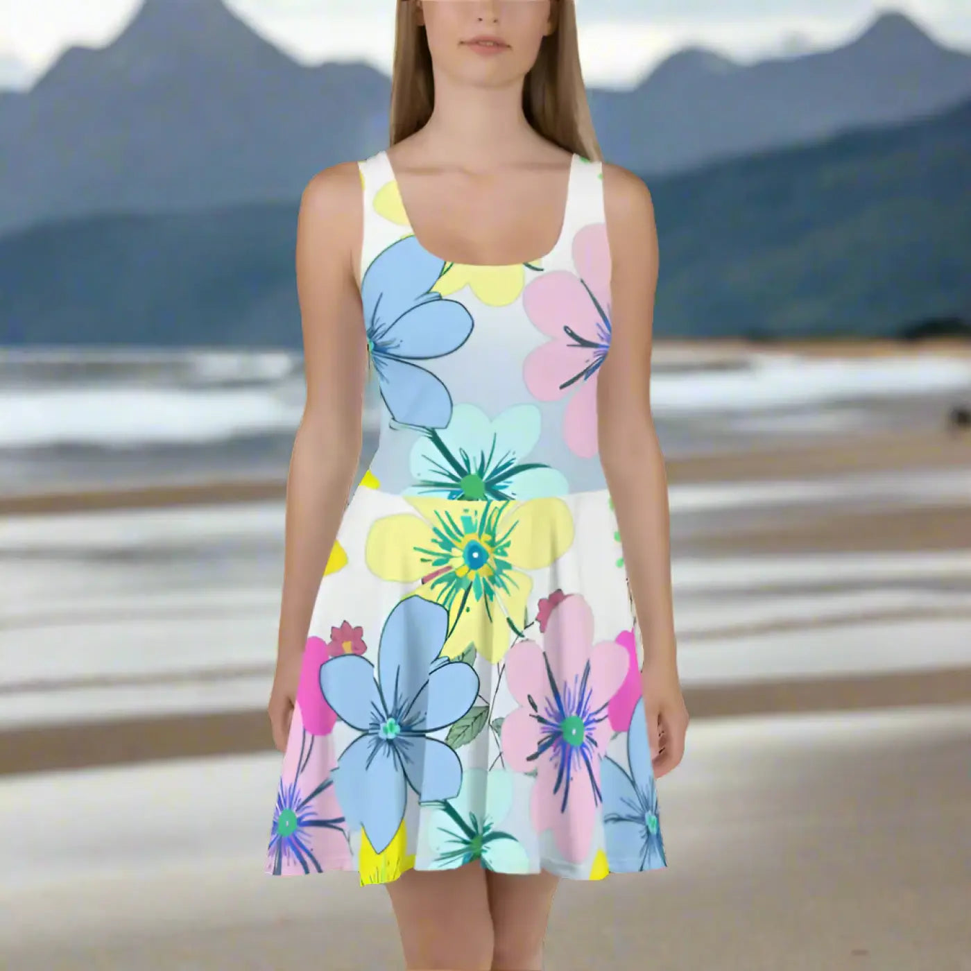 Floral Skater Dress - Flared Skirt Design - DipaliZ