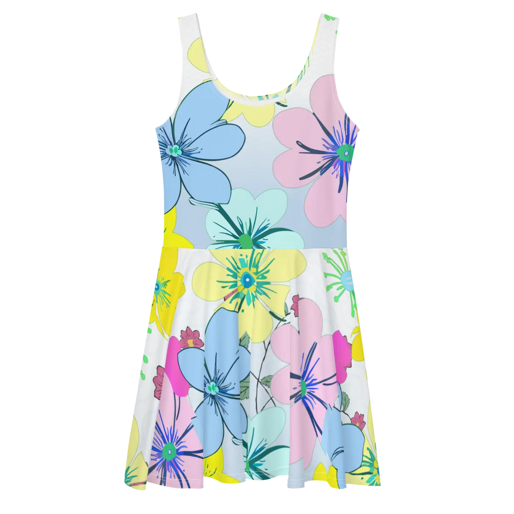 Floral Skater Dress - Flared Skirt Design - DipaliZ