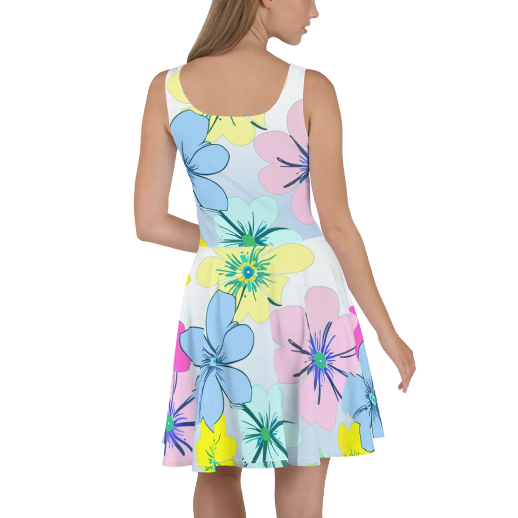 Floral Skater Dress - Flared Skirt Design - DipaliZ