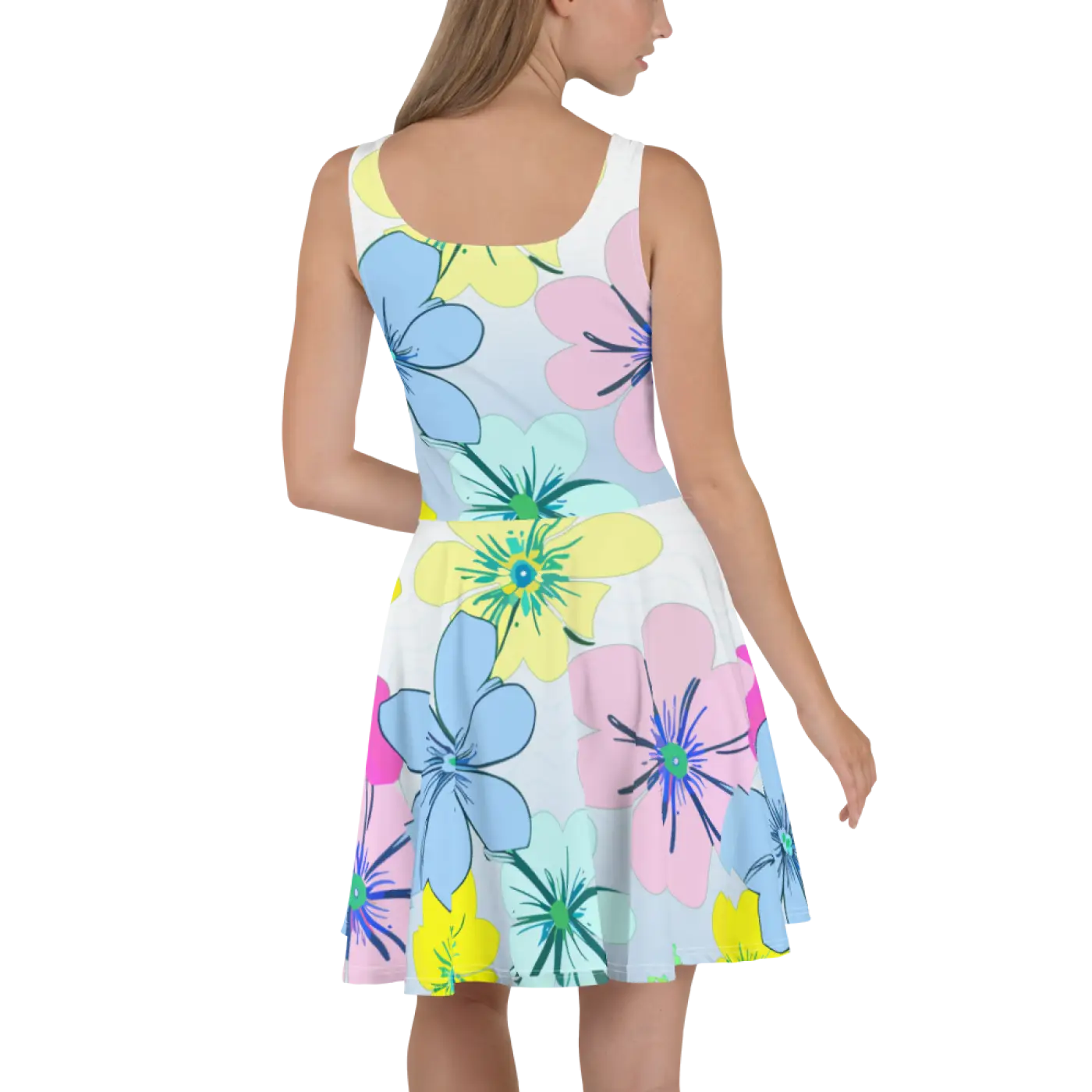 Floral Skater Dress - Flared Skirt Design - DipaliZ