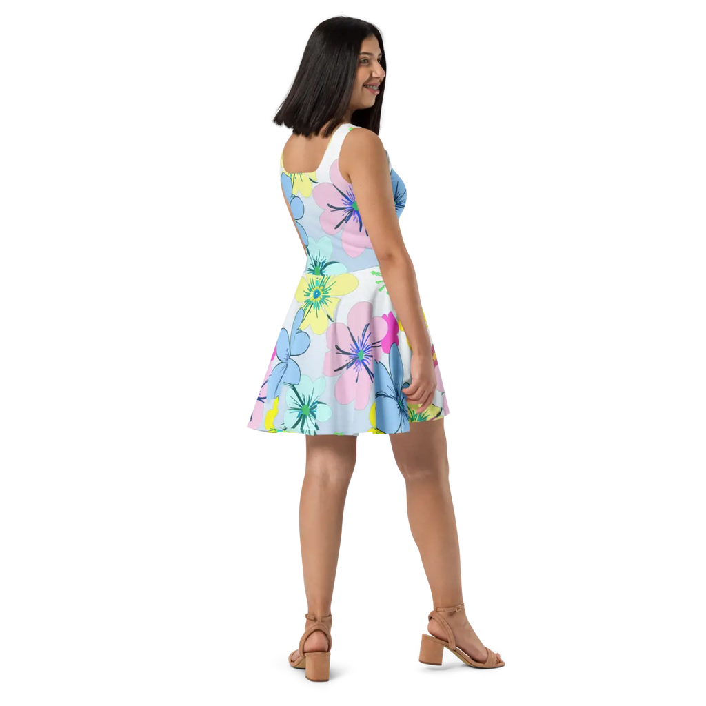 Floral Skater Dress - Flared Skirt Design - DipaliZ