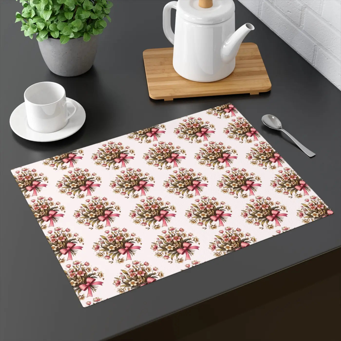 Blue Placemat - Joyful Flower Graphic Cloth Design - DipaliZ