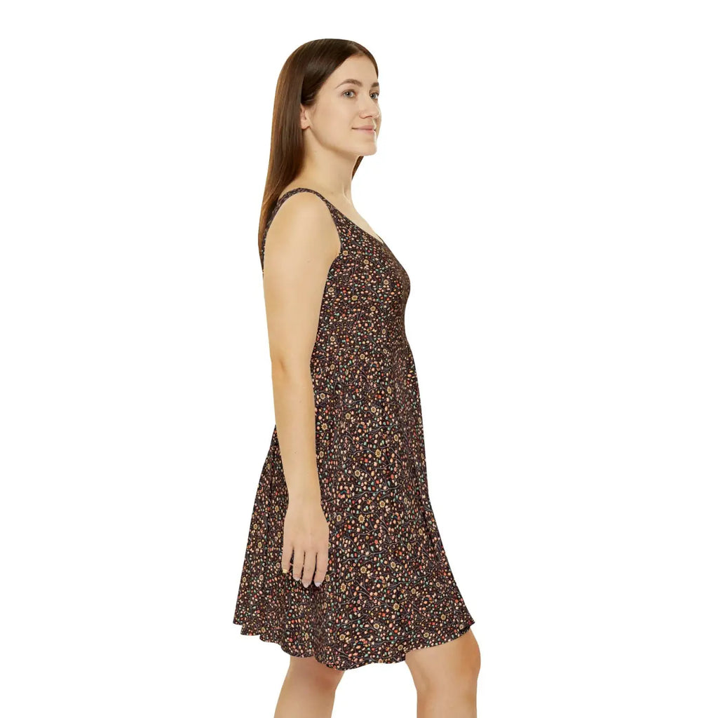 Women's Skater Dress - Flower Pattern Design - DipaliZ