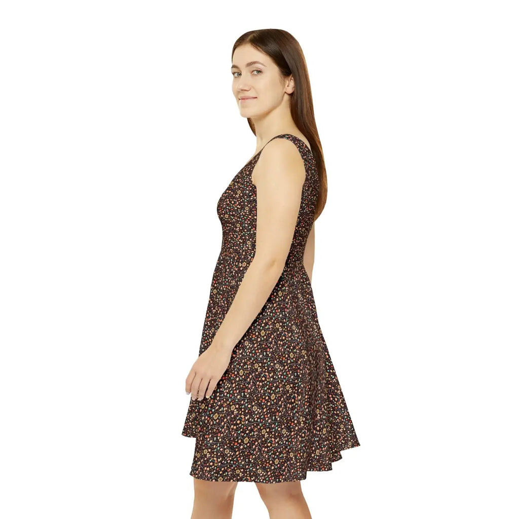 Women's Skater Dress - Flower Pattern Design - DipaliZ