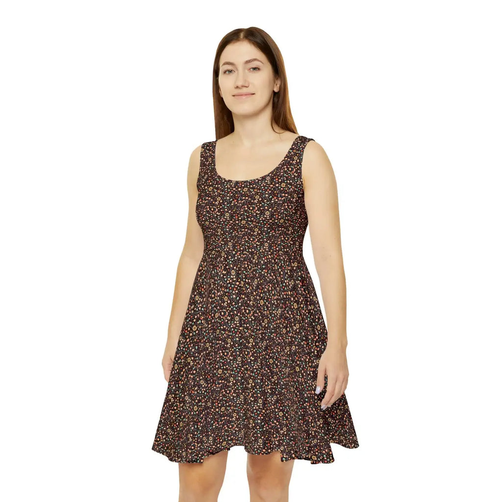Women's Skater Dress - Flower Pattern Design - DipaliZ